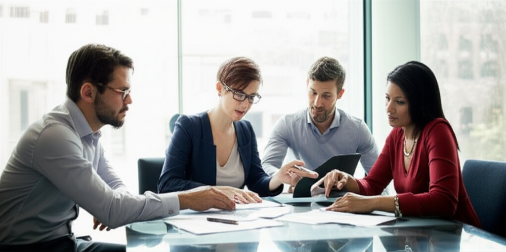 Professional team in strategic planning meeting